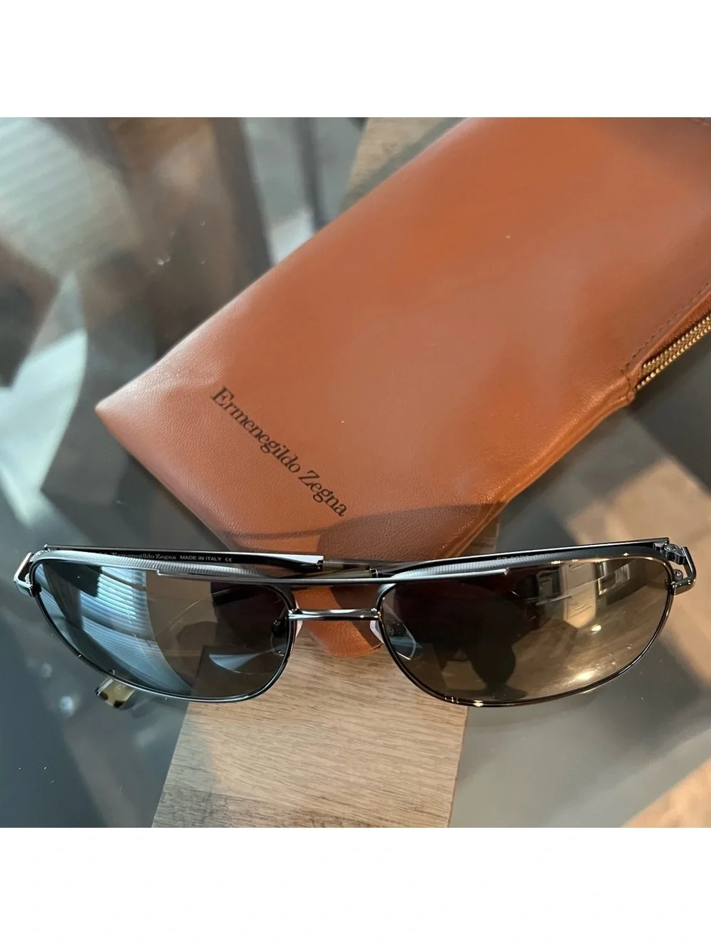 Ermenegildo Zegna Men’s Aviator Sunglasses + Original Case, EZ0079 16788 NWT